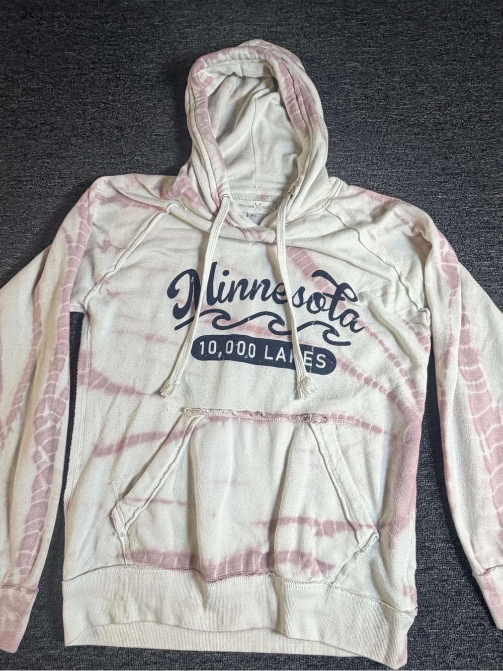 Minnesota 10,000 Lakes Cream & Pink Tie-Dye Hoodie